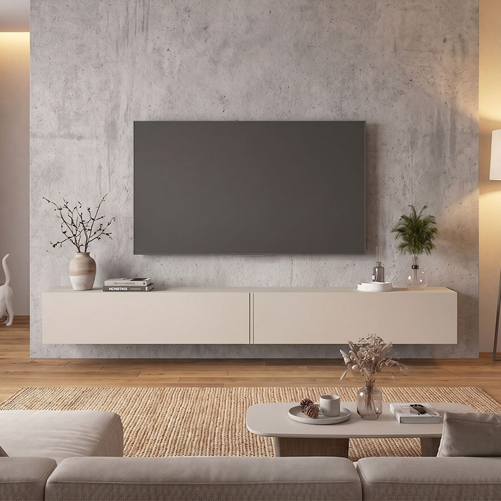 Wall-mounted TV unit Espanse sandstone 241.8x31.7x30 cm