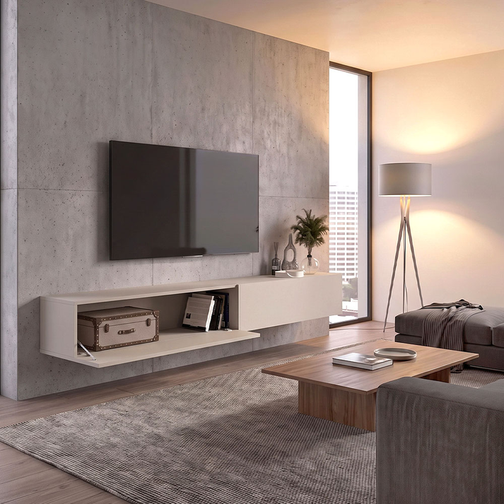Wall-mounted TV unit Espanse sandstone 241.8x31.7x30 cm
