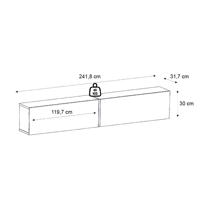 Wall-mounted TV unit Espanse sandstone 241.8x31.7x30 cm