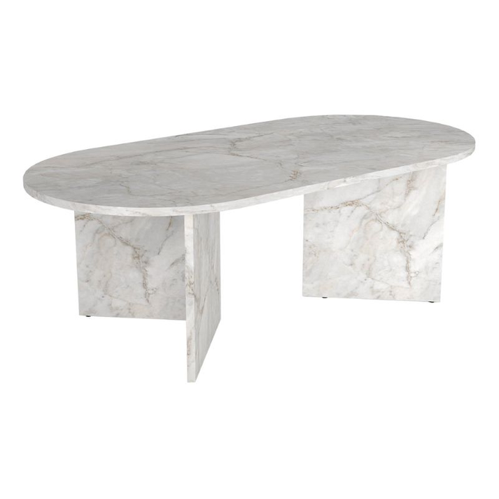 Τραπεζάκι σαλονιού Cortado χρώμα λευκό εφέ μαρμάρου 120x60x39,6εκ.