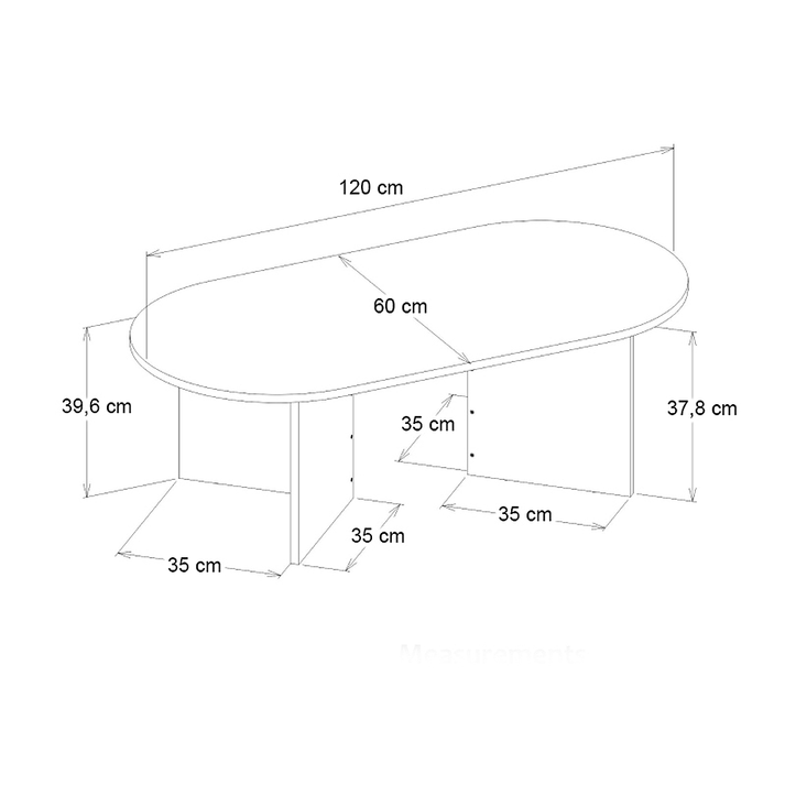 Cortado Living Room Coffee Table Concrete Gray 120x60x39.6 cm
