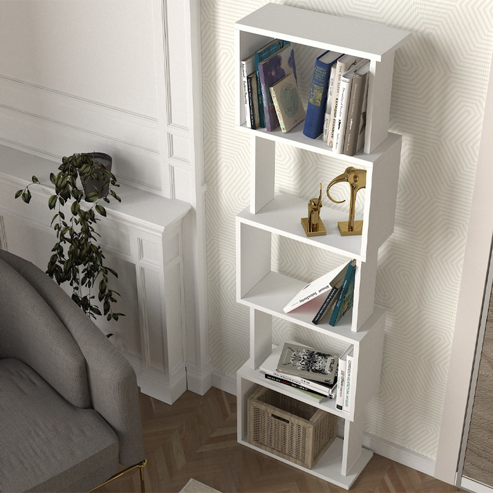 Βιβλιοθήκη Alvina χρώμα λευκό 45x19,6x158,8εκ.