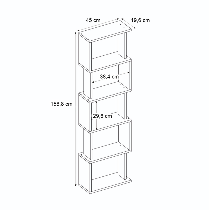 Βιβλιοθήκη Alvina χρώμα λευκό 45x19,6x158,8εκ.
