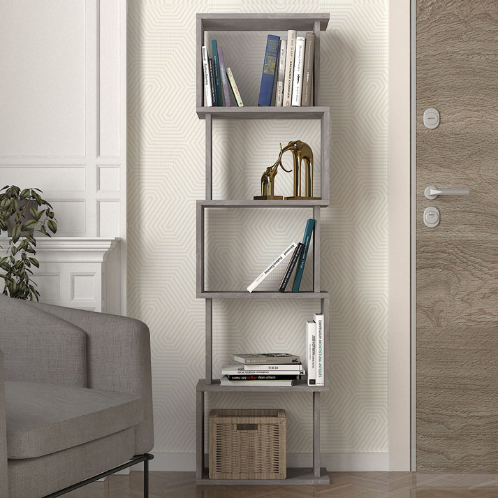 Βιβλιοθήκη Alvina χρώμα γκρι σκυροδέματος 45x19,6x158,8εκ.
