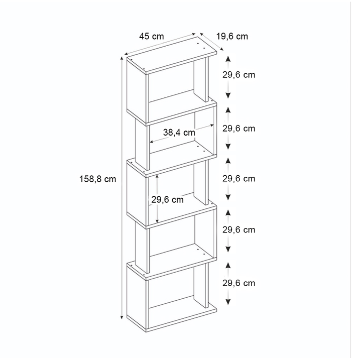 Βιβλιοθήκη Alvina χρώμα γκρι σκυροδέματος 45x19,6x158,8εκ.