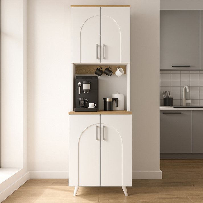 Έπιπλο κουζίνας Kalira 2 χρώμα λευκό - rota oak 60x40x196εκ.