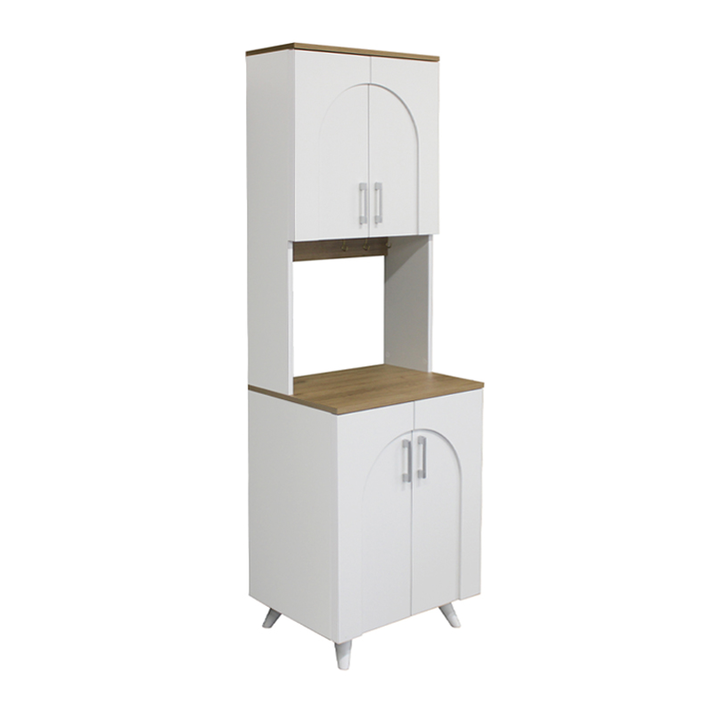 Έπιπλο κουζίνας Kalira 2 χρώμα λευκό - rota oak 60x40x196εκ.