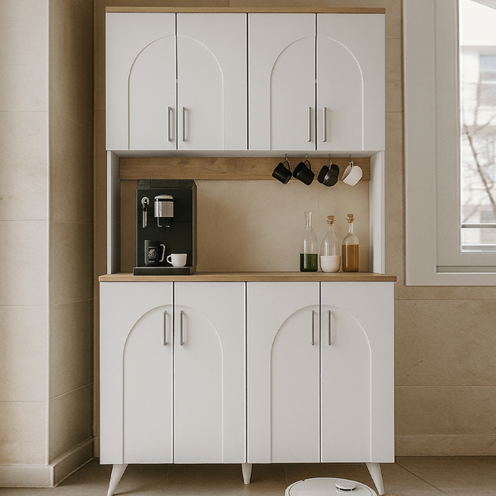 Έπιπλο κουζίνας Kalira 4 χρώμα λευκό - rota oak 120x40x196εκ.