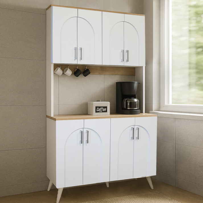 Έπιπλο κουζίνας Kalira 4 χρώμα λευκό - rota oak 120x40x196εκ.