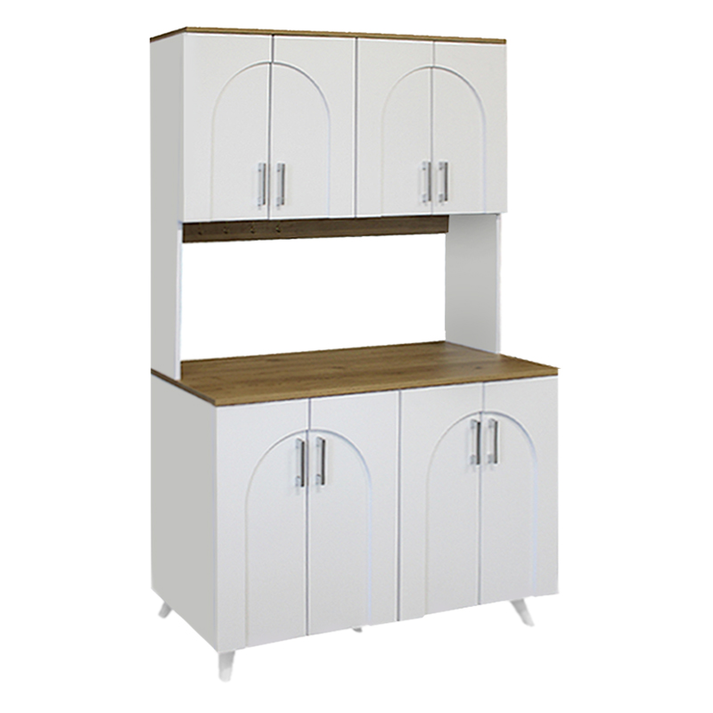 Έπιπλο κουζίνας Kalira 4 χρώμα λευκό - rota oak 120x40x196εκ.