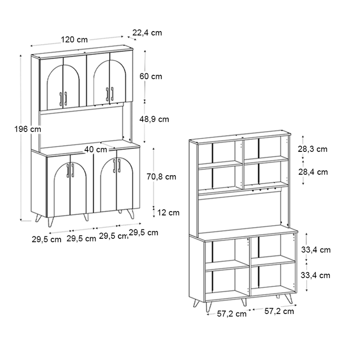 Έπιπλο κουζίνας Kalira 4 χρώμα λευκό - rota oak 120x40x196εκ.