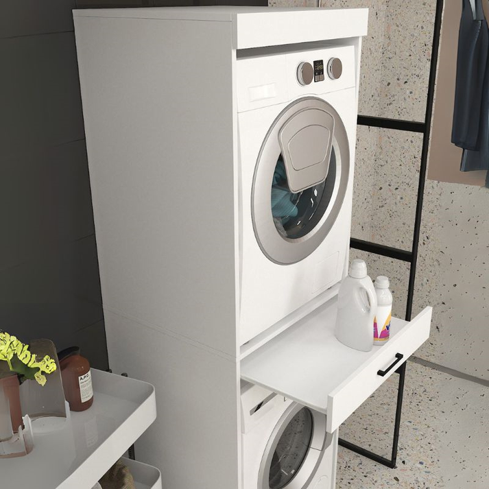 Έπιπλο πλυντηρίου - στεγνωτηρίου Fika χρώμα λευκό 67x61,8x198,5εκ.