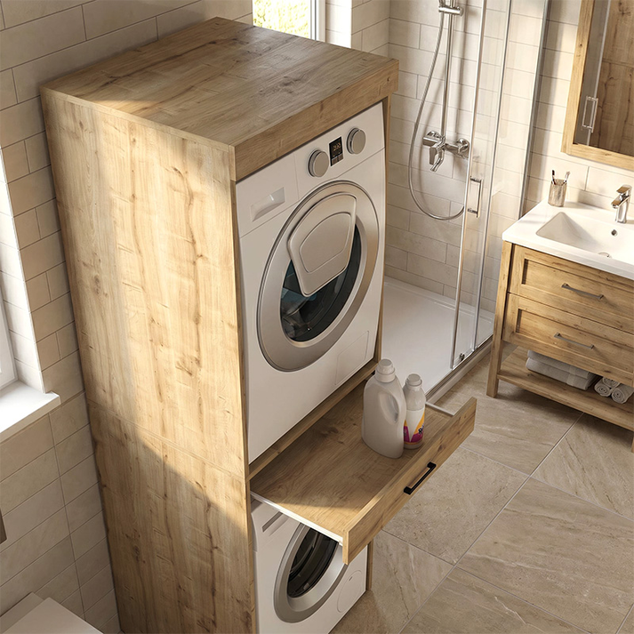 Έπιπλο πλυντηρίου - στεγνωτηρίου Fika χρώμα sapphire oak 67x61,8x198,5εκ.