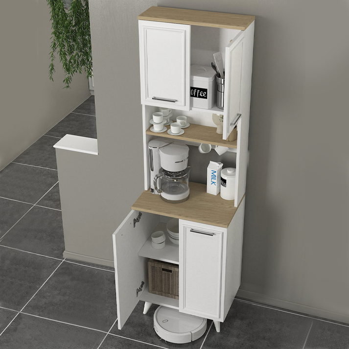 Έπιπλο κουζίνας Potter 2 χρώμα λευκό - rota oak 60x40x196,1εκ.