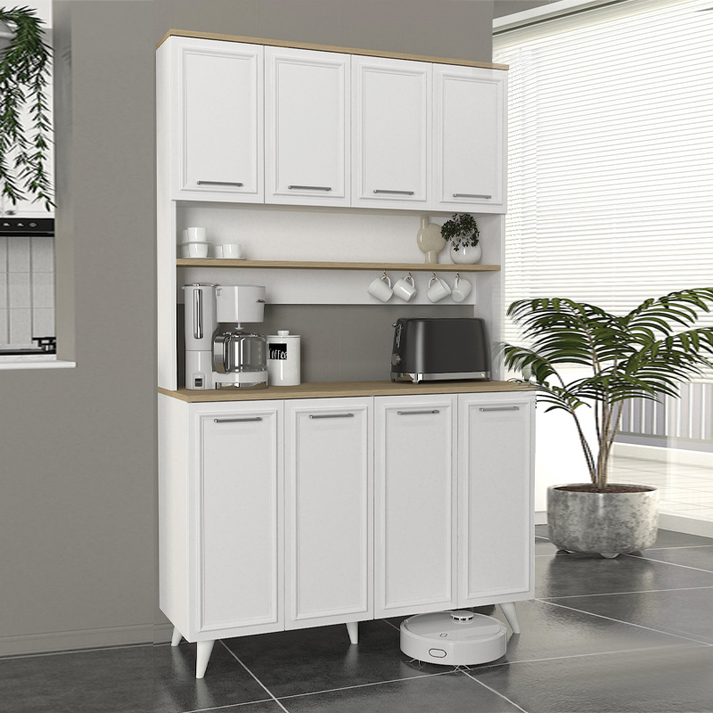 Έπιπλο κουζίνας Potter 4 χρώμα λευκό - rota oak 120x40x196,1εκ.