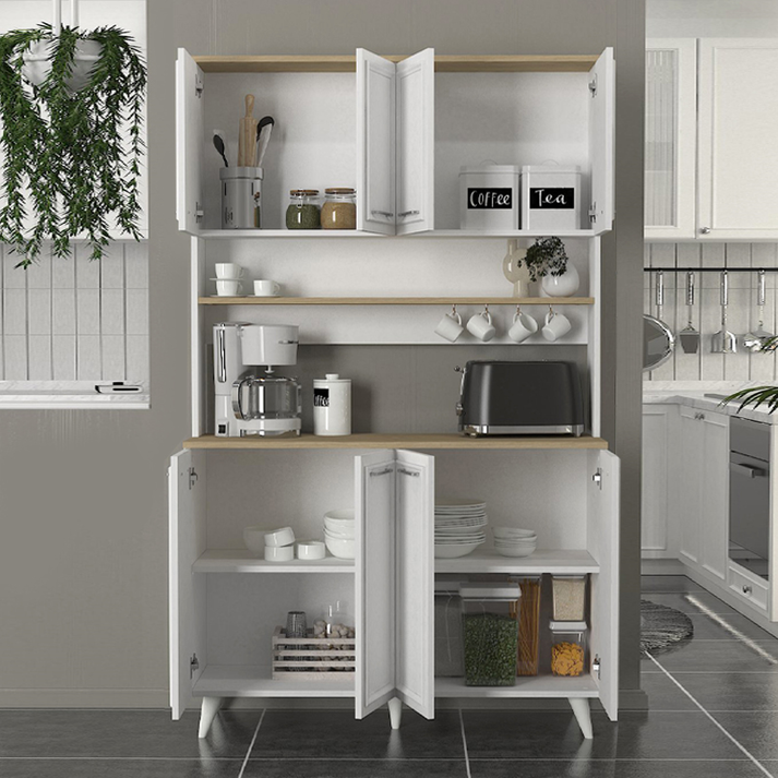 Έπιπλο κουζίνας Potter 4 χρώμα λευκό - rota oak 120x40x196,1εκ.