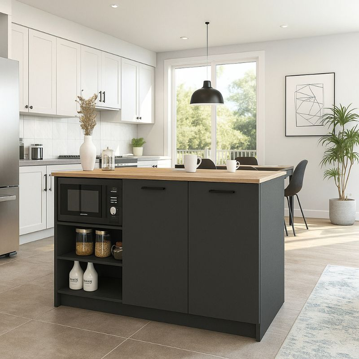 Τραπέζι - Πάγκος κουζίνας Peres χρώμα ανθρακί - sepet oak 150x70x91,8εκ.