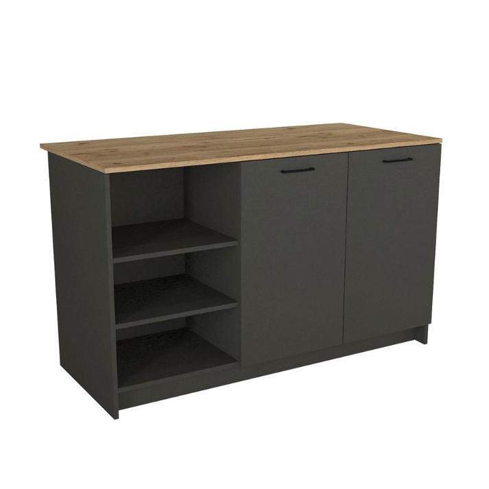 Τραπέζι - Πάγκος κουζίνας Peres χρώμα ανθρακί - sepet oak 150x70x91,8εκ.