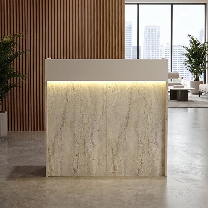 Γραφείο υποδοχής - reception Wilko με LED χρώμα travertine - sandstone 113,6x42x110εκ.