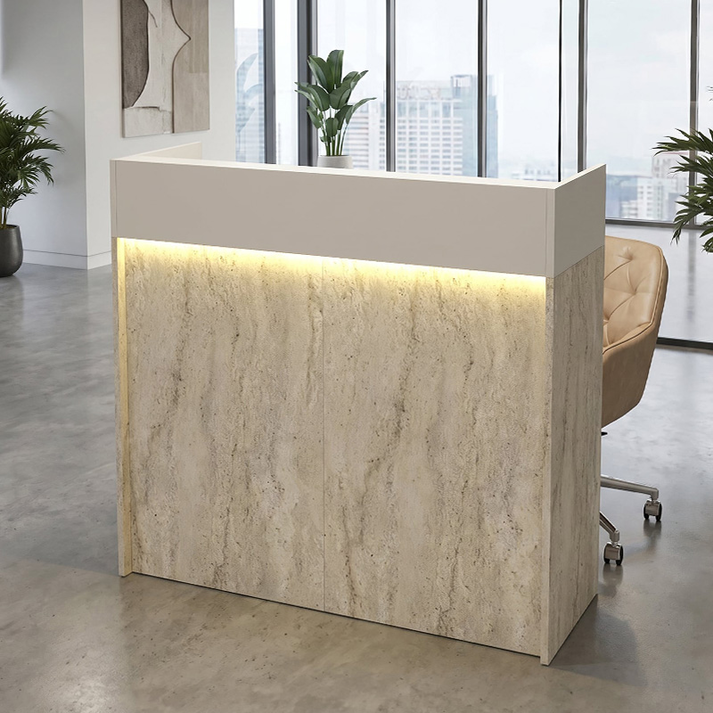 Γραφείο υποδοχής - reception Wilko με LED χρώμα travertine - sandstone 113,6x42x110εκ.