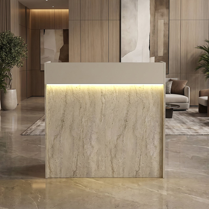 Γραφείο υποδοχής - reception Wilko με LED χρώμα travertine - sandstone 113,6x42x110εκ.