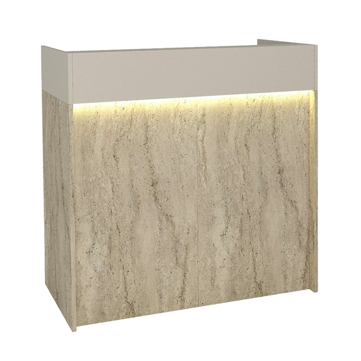 Γραφείο υποδοχής - reception Wilko με LED χρώμα travertine - sandstone 113,6x42x110εκ.