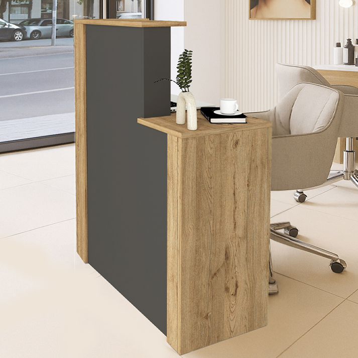 Γραφείο υποδοχής - reception Enter χρώμα sepet oak - ανθρακί 86,9x40x110,3εκ.
