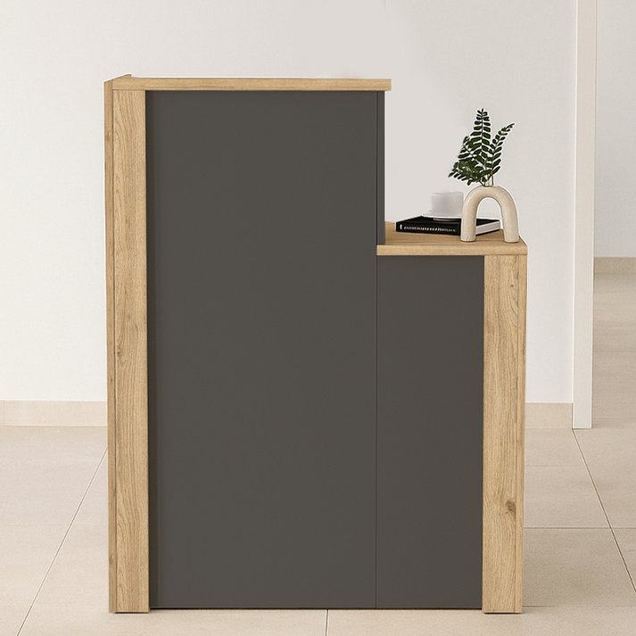 Γραφείο υποδοχής - reception Enter χρώμα sepet oak - ανθρακί 86,9x40x110,3εκ.