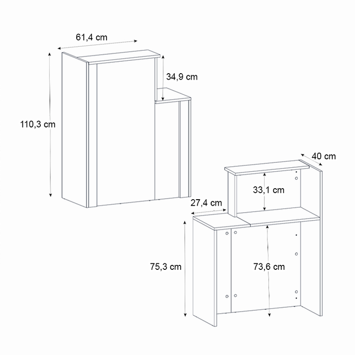 Γραφείο υποδοχής - reception Enter χρώμα sepet oak - ανθρακί 86,9x40x110,3εκ.