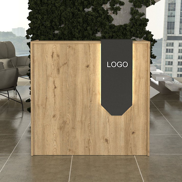 Γραφείο υποδοχής - reception Navita με LED χρώμα sepet oak - ανθρακί 113,6x42x111,8εκ.