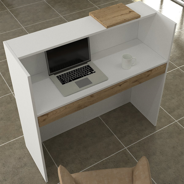 Γραφείο υποδοχής - reception Navita με LED χρώμα λευκό - sepet oak 113,6x42x111,8εκ.