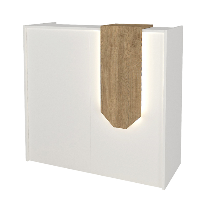 Γραφείο υποδοχής - reception Navita με LED χρώμα λευκό - sepet oak 113,6x42x111,8εκ.
