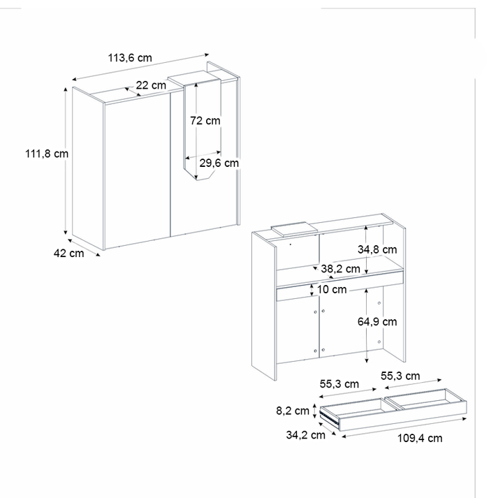 Γραφείο υποδοχής - reception Navita με LED χρώμα λευκό - sepet oak 113,6x42x111,8εκ.