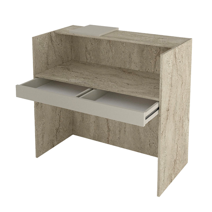 Γραφείο υποδοχής - reception Navita με LED χρώμα travertine - sandstone 113,6x42x111,8εκ.