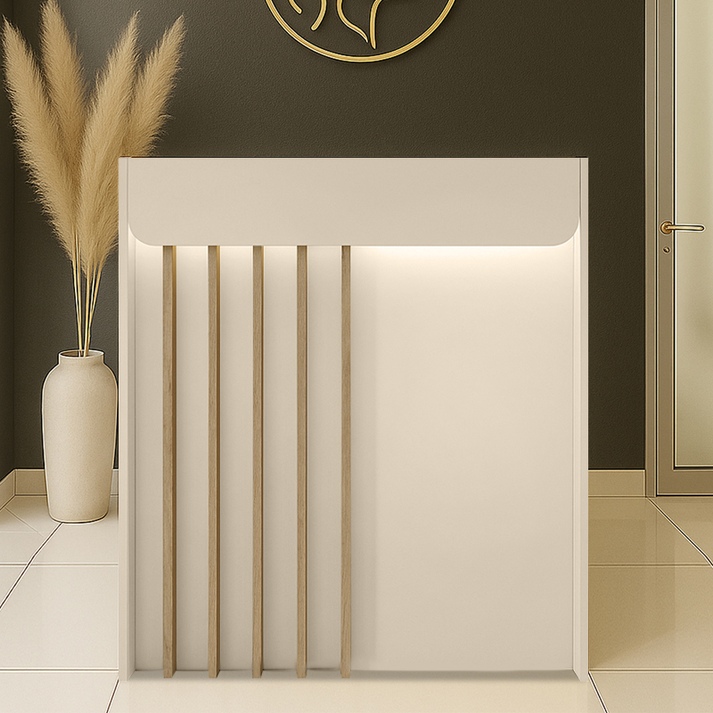 Γραφείο υποδοχής - reception Karibu με LED χρώμα sandstone - sepet oak 90x40x100εκ.