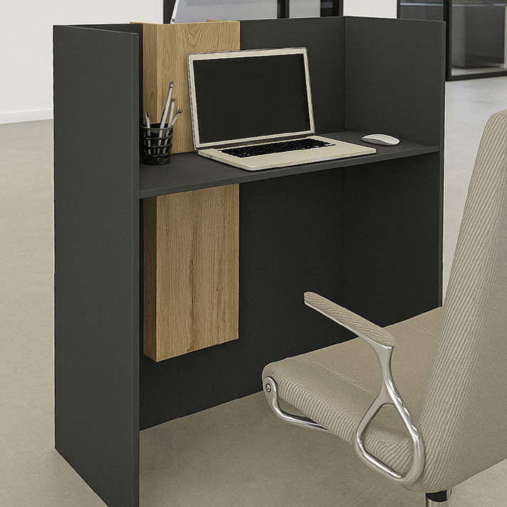 Γραφείο υποδοχής - reception Bonveno χρώμα ανθρακί - sepet oak 90x43,2x110εκ.