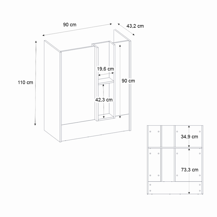 Γραφείο υποδοχής - reception Bonveno χρώμα ανθρακί - sepet oak 90x43,2x110εκ.