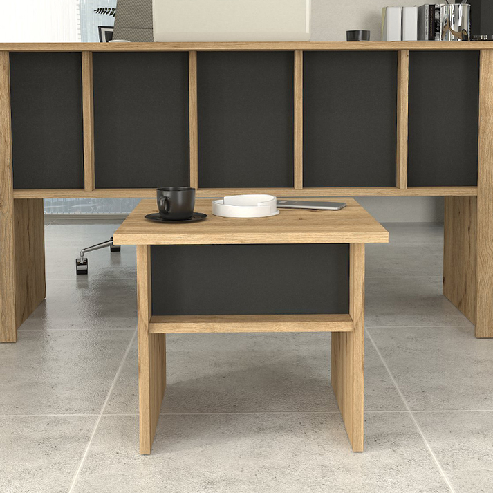 Τραπεζάκι σαλονιού - γραφείου Nika χρώμα sepet oak - ανθρακί 45x45x40εκ.