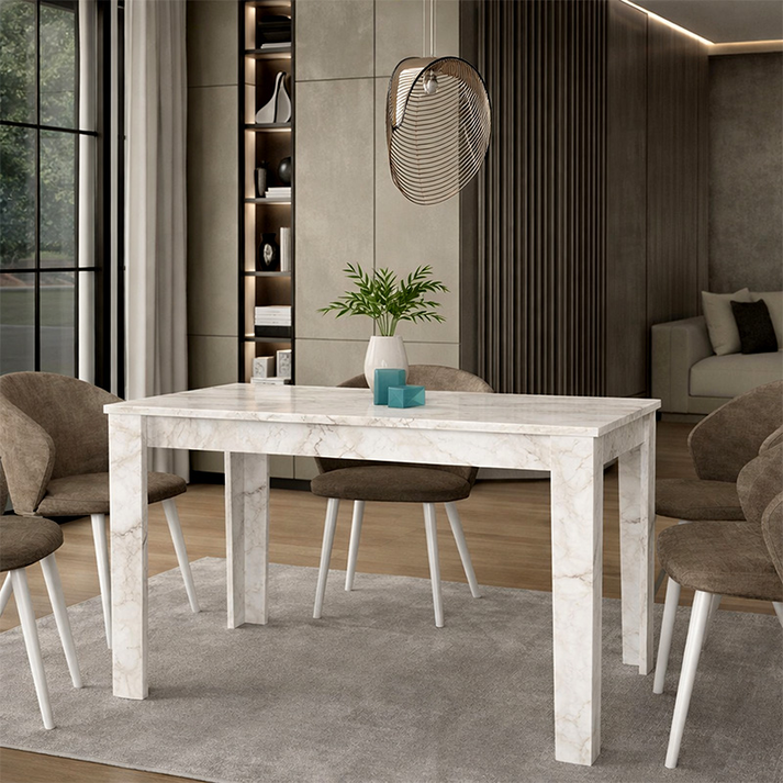 Τραπέζι Darlen χρώμα λευκό εφέ μαρμάρου 125x72x74εκ.