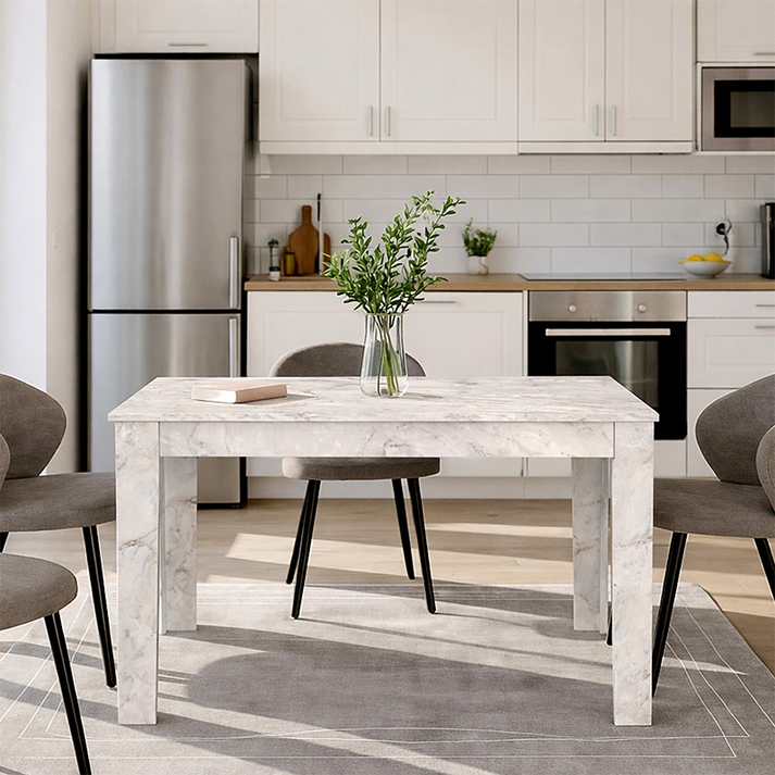 Τραπέζι Darlen χρώμα λευκό εφέ μαρμάρου 125x72x74εκ.