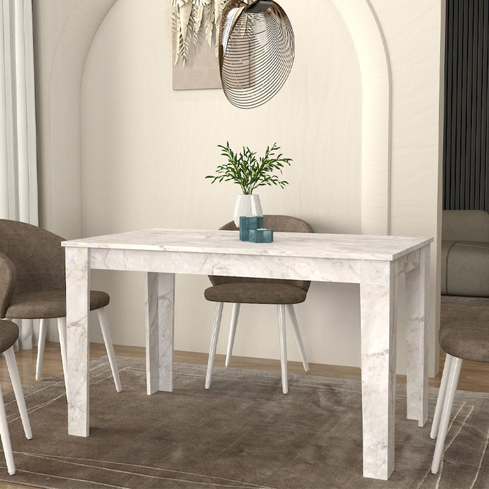 Τραπέζι Darlen χρώμα λευκό εφέ μαρμάρου 125x72x74εκ.