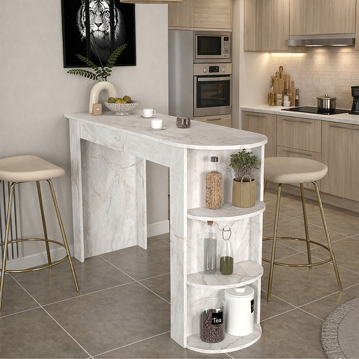 Τραπέζι μπαρ Vigne χρώμα λευκό εφέ μαρμάρου 150x51,6x101,8εκ.