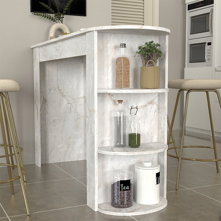 Τραπέζι μπαρ Vigne χρώμα λευκό εφέ μαρμάρου 150x51,6x101,8εκ.