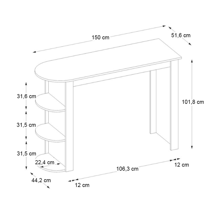 Τραπέζι μπαρ Vigne χρώμα λευκό εφέ μαρμάρου 150x51,6x101,8εκ.
