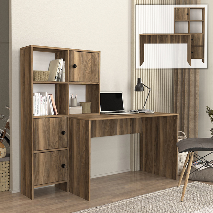 Γραφείο εργασίας Lesya αναστρέψιμο χρώμα καρυδί 159,2x59,6x141,2εκ.