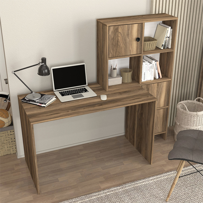 Γραφείο εργασίας Lesya αναστρέψιμο χρώμα καρυδί 159,2x59,6x141,2εκ.