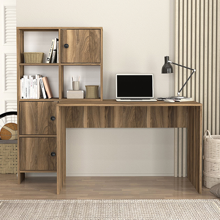 Γραφείο εργασίας Lesya αναστρέψιμο χρώμα καρυδί 159,2x59,6x141,2εκ.