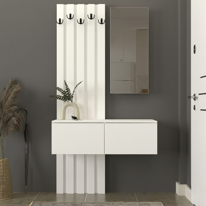 Έπιπλο εισόδου Kanso χρώμα λευκό 100x35x196,7εκ.