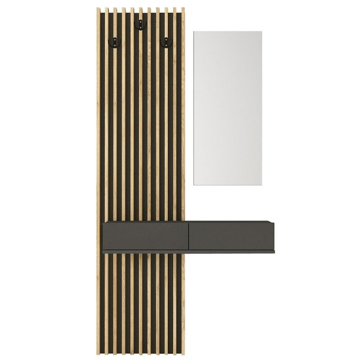 Έπιπλο εισόδου Elois χρώμα ανθρακί - sepet oak 96,6x26,8x195,5εκ.
