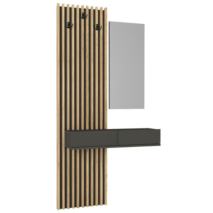 Έπιπλο εισόδου Elois χρώμα ανθρακί - sepet oak 96,6x26,8x195,5εκ.